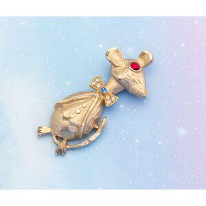 Vintage Noble Mouse Brooch | Gold Tone Broch | J12